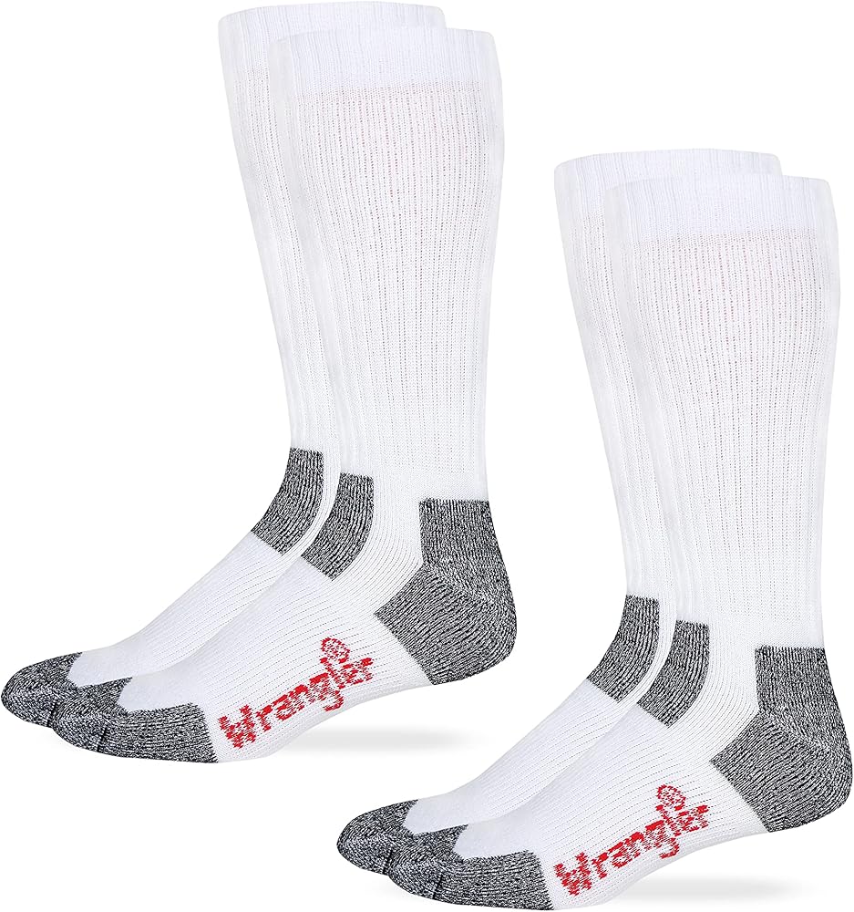 Wrangler Mens Riggs Steel Toe Cushion Cotton Boot Crew Socks 2 Pack