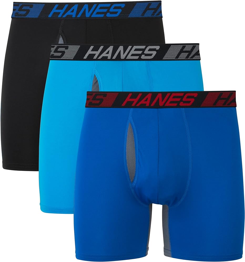 Hanes Men's X-Temp Utility Pocket Boxer Briefs Pack, Total Support Pouch, 3-Pack