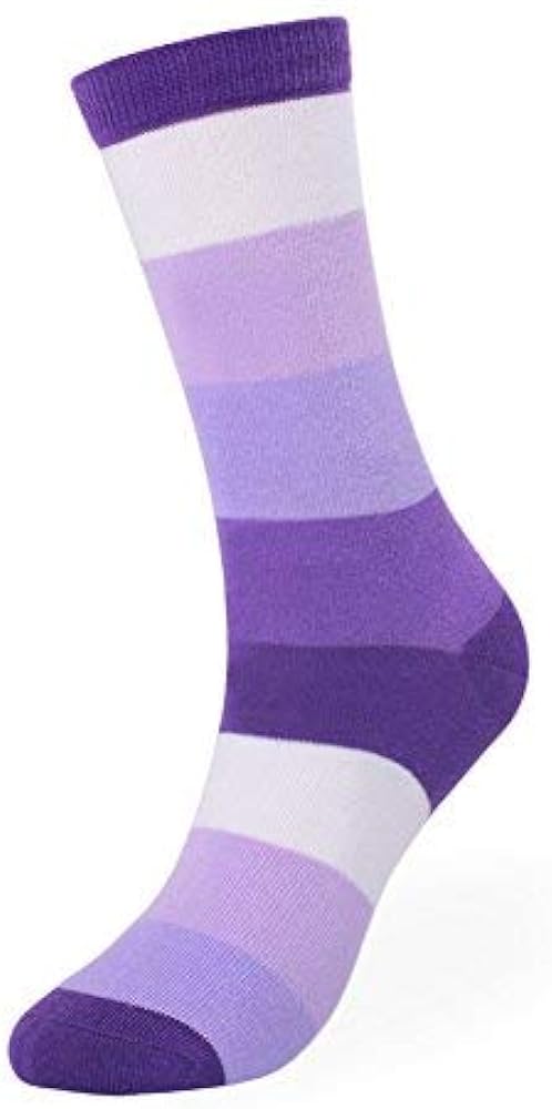 ELFJOY 2 Pairs Men's Colorful Stripe Dress Sock Funny Fashion Cotton High Crew Socks