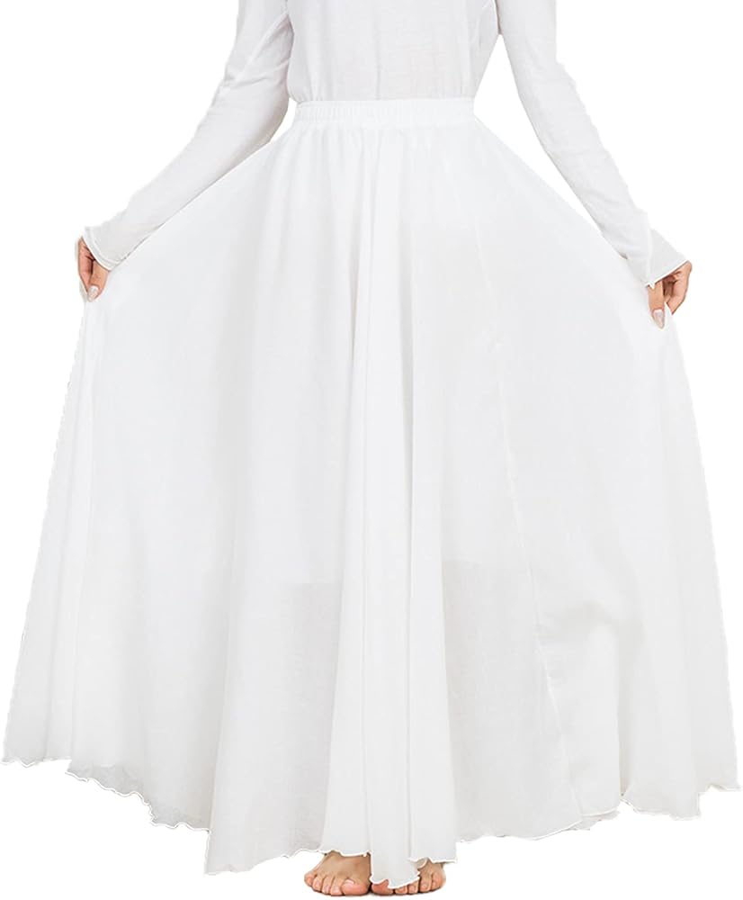 PEHMEA Women's Bohemian Cotton Linen Elastic Waist Full Circle Flowy Long Maxi Skirt