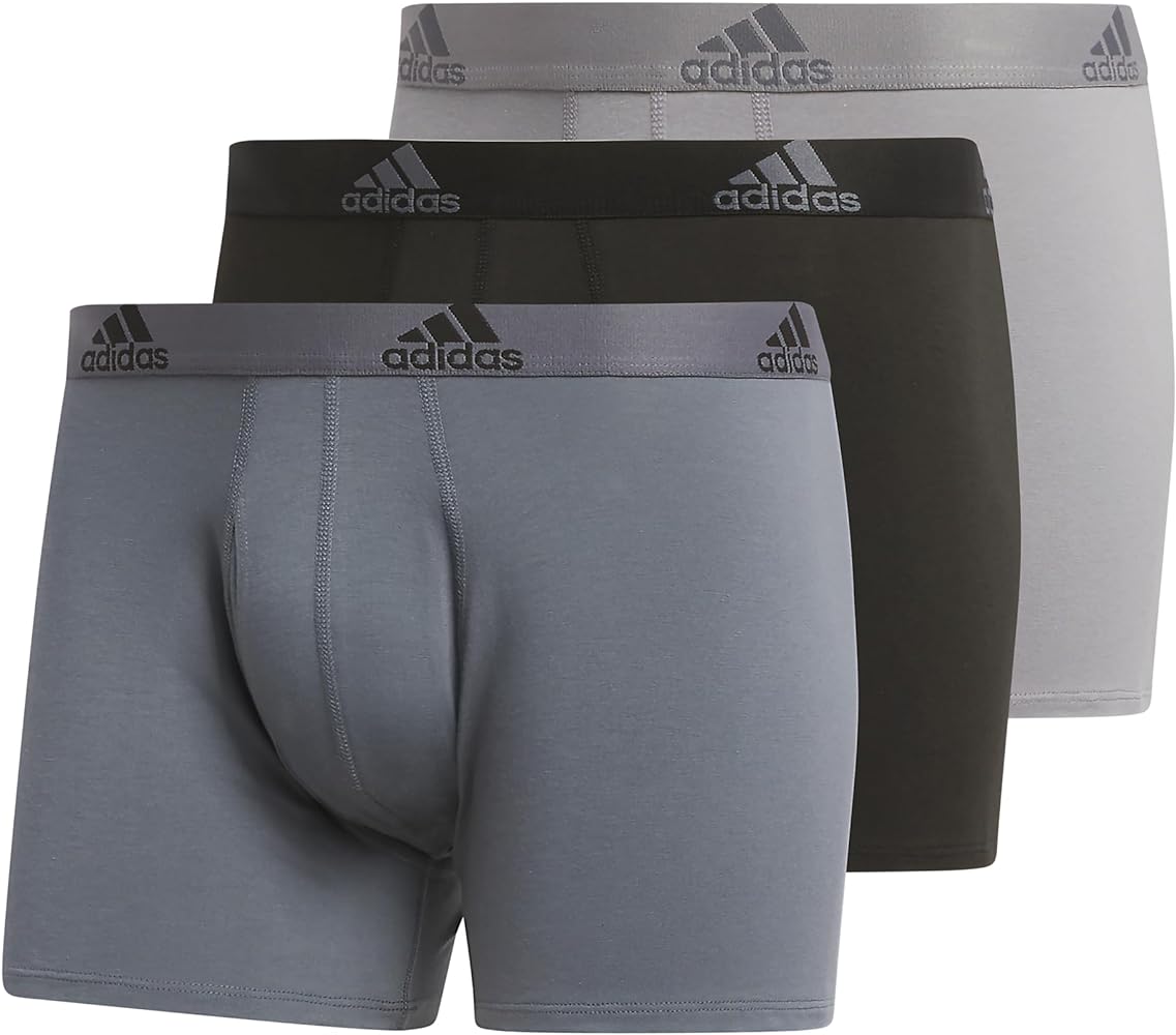 adidas Men's Performance Stretch Cotton Trunk Underwear (3-Pack) Designed for Active Comfort and All Day Wear