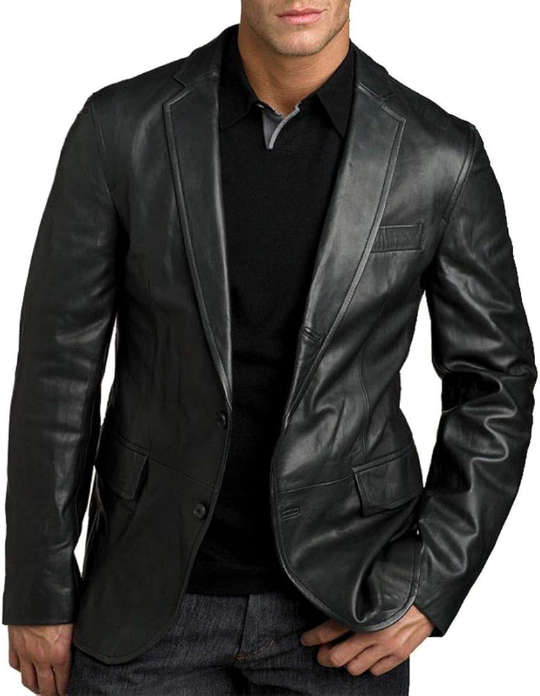 Men's Classic Leather Slim Fit Casual Blazer Stylish Fashinable Evening Coats