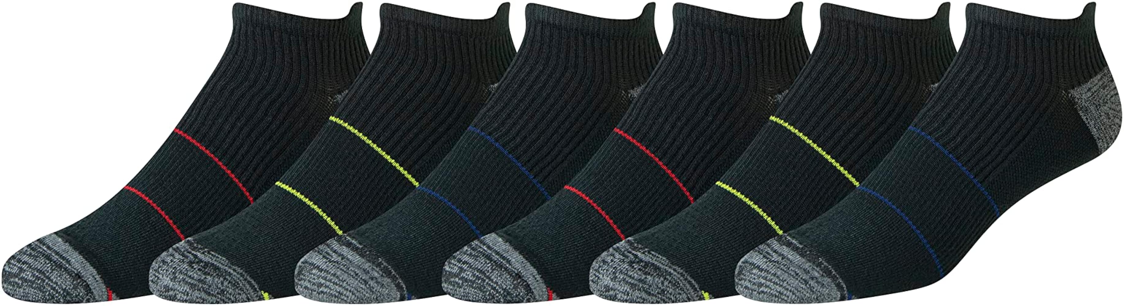 Amazon Essentials Men's Performance Zone Cushion Athletic Tab Socks, 6 Pairs