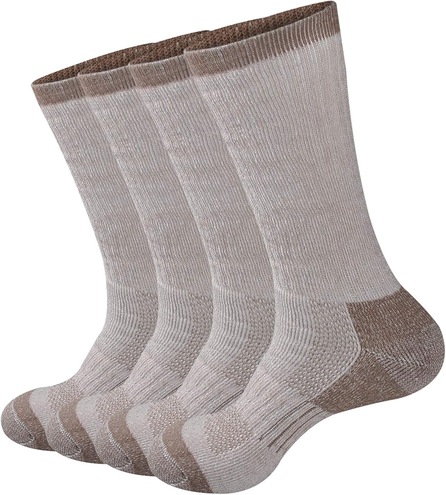 Men's Merino Wool Moisture Wicking Outdoor Hiking Heavy Duty Work Cushion Crew Socks