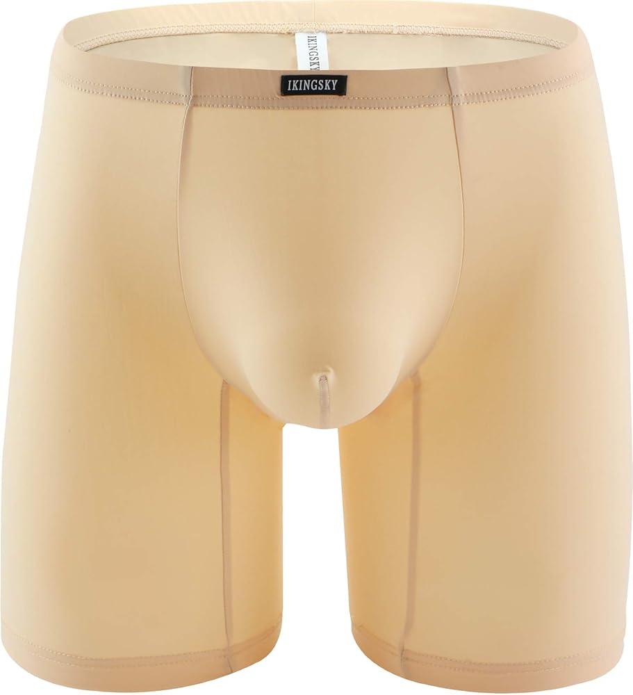 IKINGSKY Men's Long Leg Boxer No Ride Up Underwear Seamless Front Trunks Stretch Mens Underpanties Great for Sport