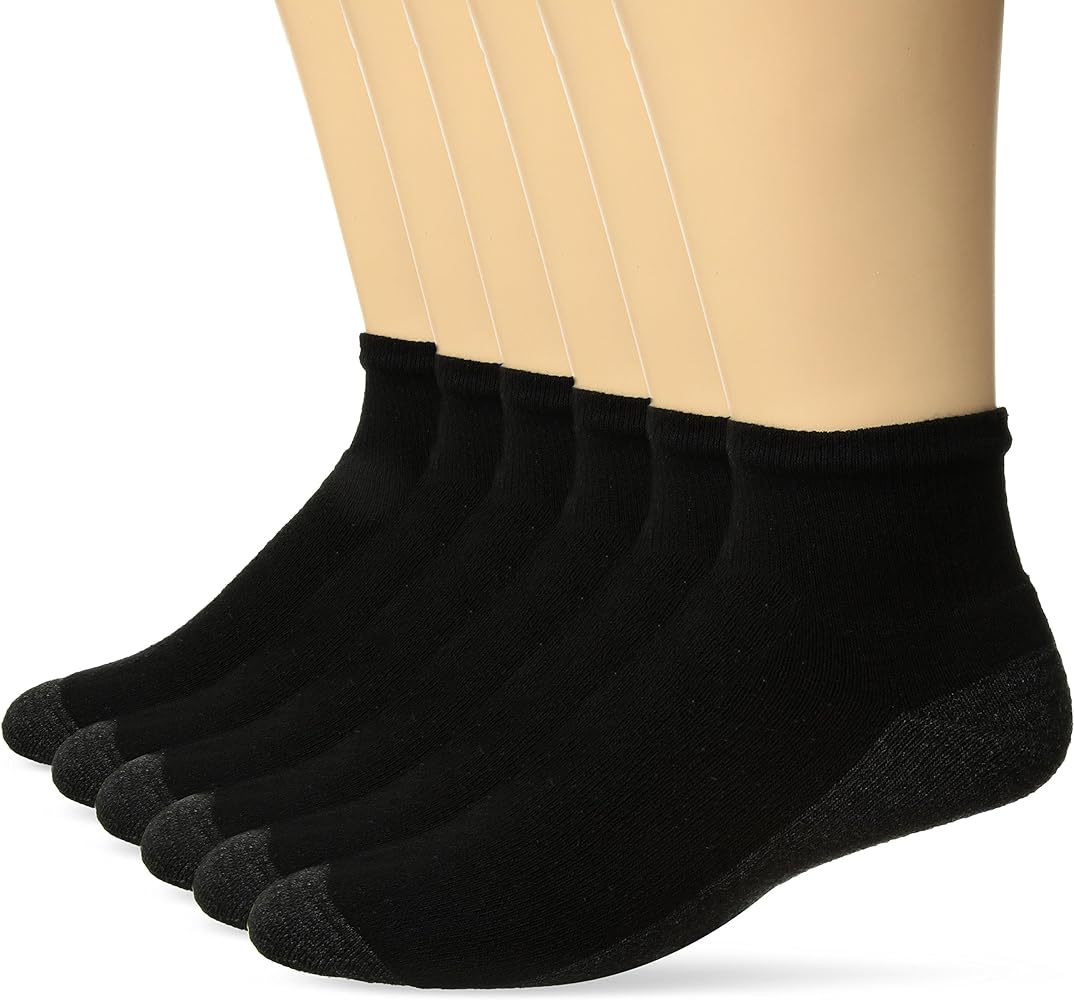 Hanes Men's Max Cushioned Ankle Socks, Moisture-Wicking with Odor Control, Multi-Pack, Size 6-12, Black & White