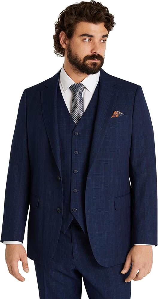 Johnny Bigg - Men's Suit Jacket with Notch Lapel | Navy Sports Coat for Men | Big and Tall Sizes Lined with Internal Pockets