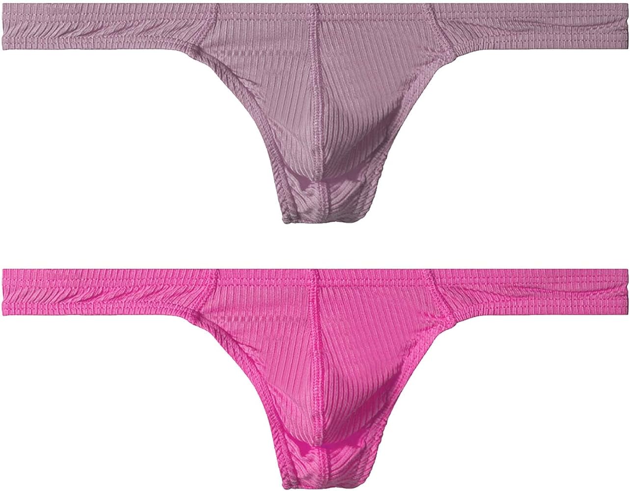 Mens Thongs Underwear Sexy Pouch Low Rise G-String Bikini 2Pack