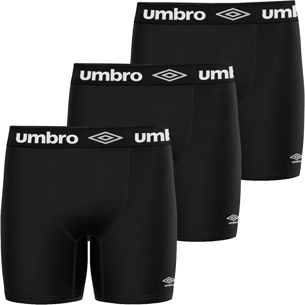 Umbro Cotton Men’s Boxer Brief – 3 Pc Pack, Men’s Underwear Boxer Briefs, Soft & Comfortable Waistband, Anti-Chafing- Black-X-Large