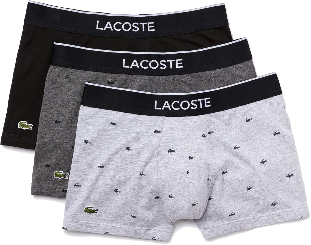 Lacoste Men's Casual All Over Croc 3 Pack Cotton Stretch Trunks