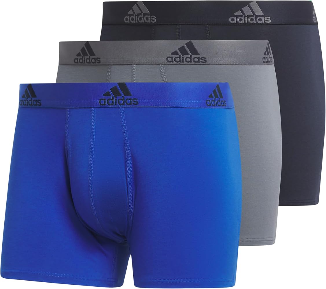 adidas Men's Performance Stretch Cotton Trunk Underwear (3-Pack) Designed for Active Comfort and All Day Wear