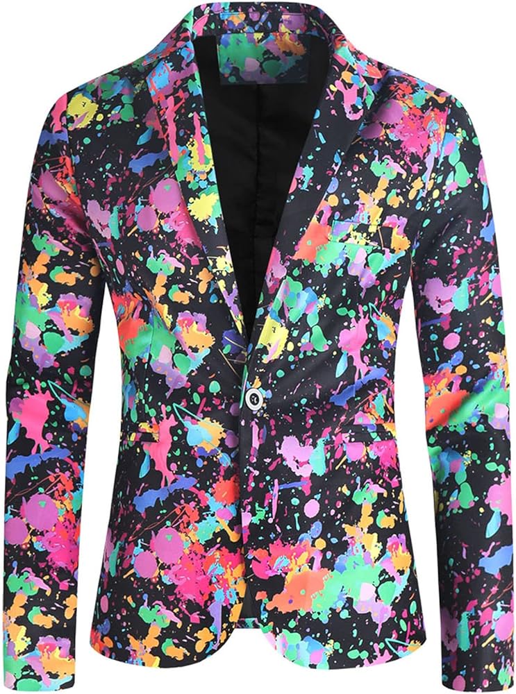 Men's Casual One Button Suit Blazer Jacket Sport Coat Suit Jacket Floral Printed Tuxedo for Party,Wedding,Banquet,Prom
