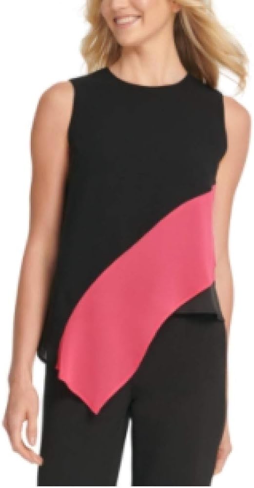 DKNY Womens Colorblock Pull On Asymmetrical Skirt