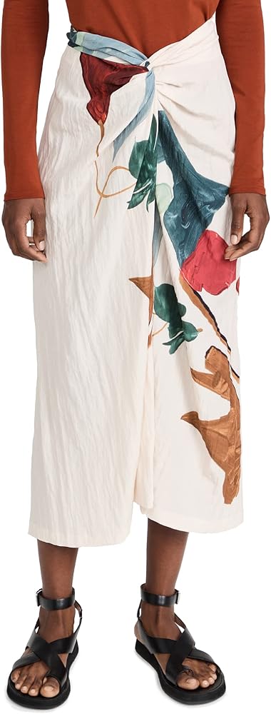 Vince Women's Painted Abstract Draped Knot Skirt