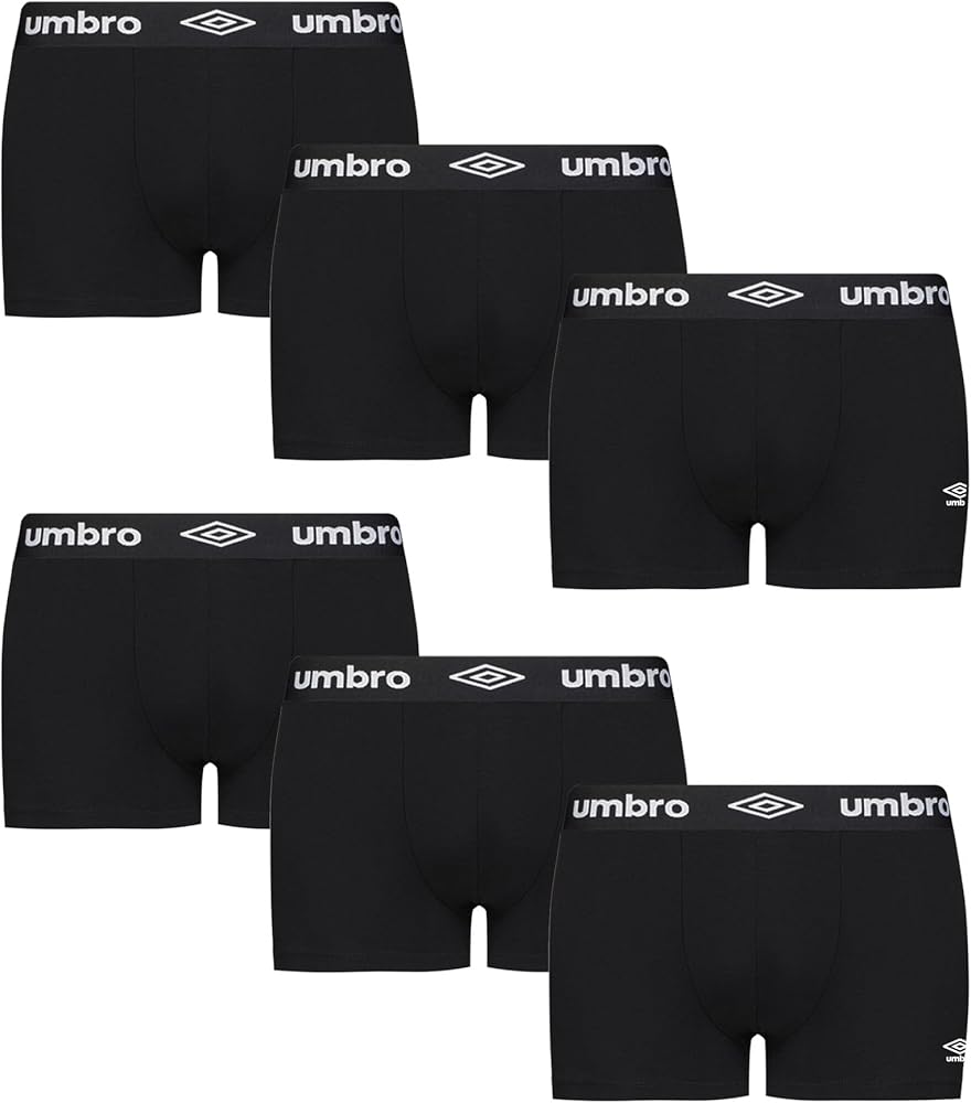 Umbro Mens Trunks Underwear - Short 4" Inseam, Breathable Cotton Underwear for Men Pack of 6 - Cotton Stretch Mens Underwear