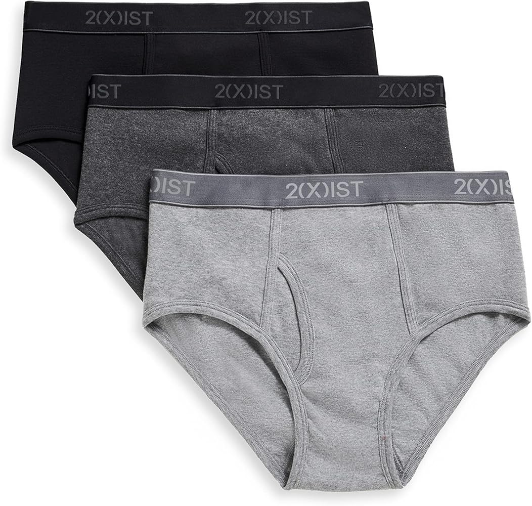 2(X)IST mens Essential Cotton Fly Front Brief 3-pack