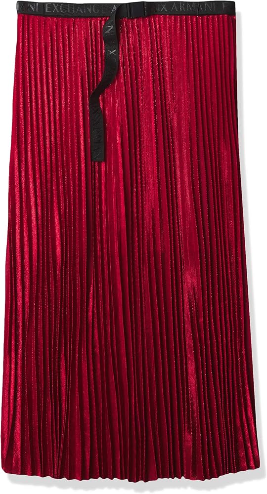 Armani Exchange Women's Metallic Pleated Belted Midi Skirt