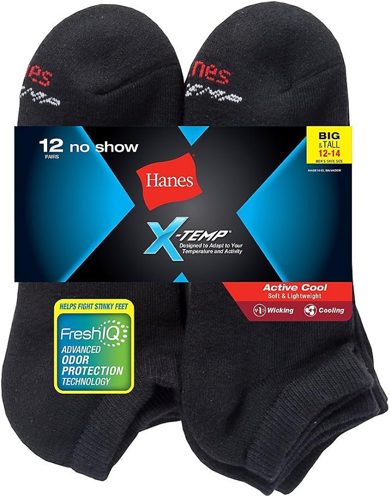 Hanes Men's 5-Pack Comfort Cool FreshIQ X-Temp Crew Socks (Shoe Size 6-12)
