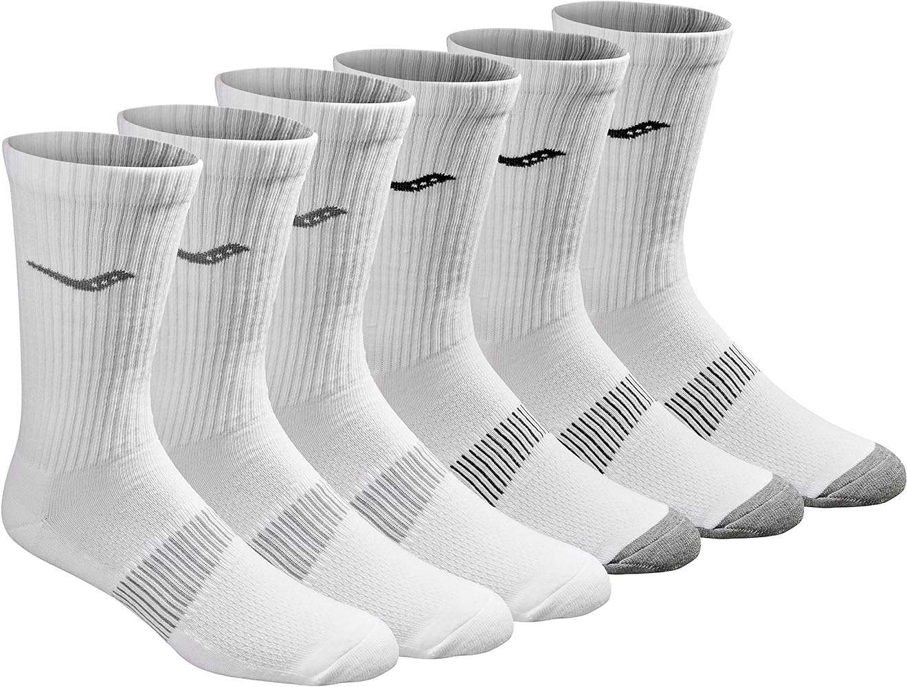 Saucony Men's Rundry Mesh Ventilating Comfort Fit Performance 3, 6, 12 Pairs Crew Socks, L-XL