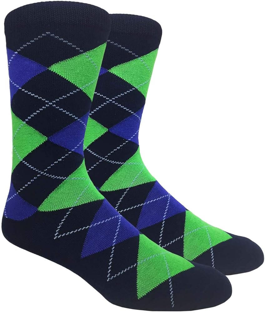 Men's FineFit Arygle Dress Trouser Socks Assorted Colors - You Choose! (Navy 1)