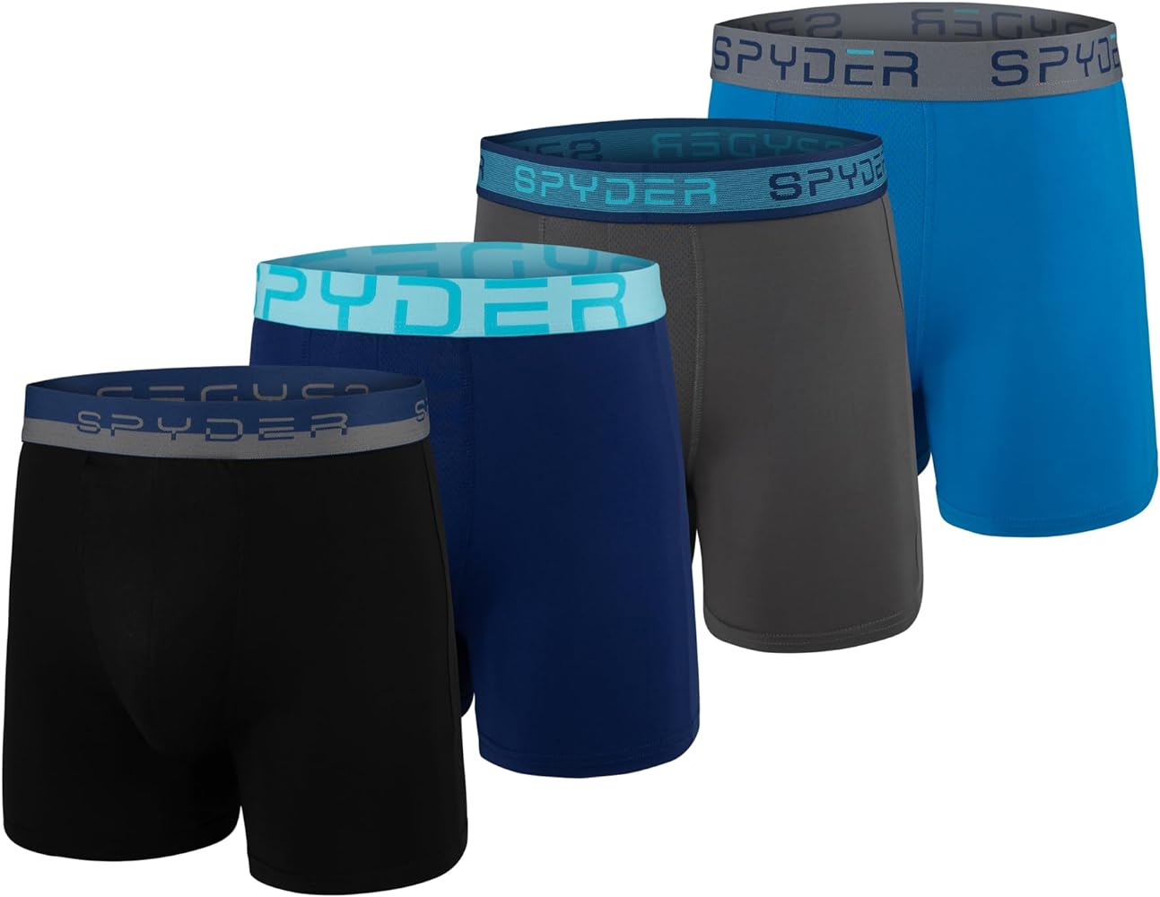 Spyder Mens Boxer Briefs 4 Pack Poly Spandex Performance Boxer Briefs Underwear